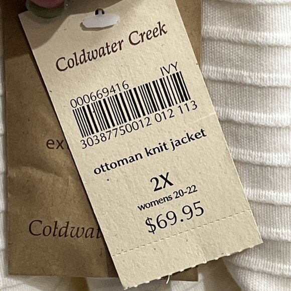 Coldwater Creek Ottoman Knit Jacket Womens 2X Ivory Ribbed Knit Button Front - Picture 4 of 10